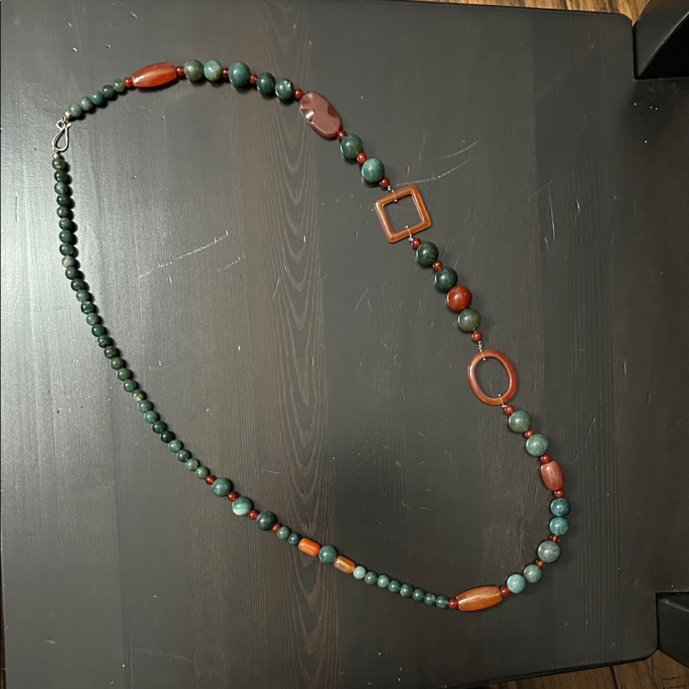 Artisan Green and Red Beaded Necklace
